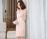 Đầm công sở xếp ly eo