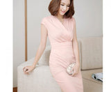 Đầm công sở xếp ly eo